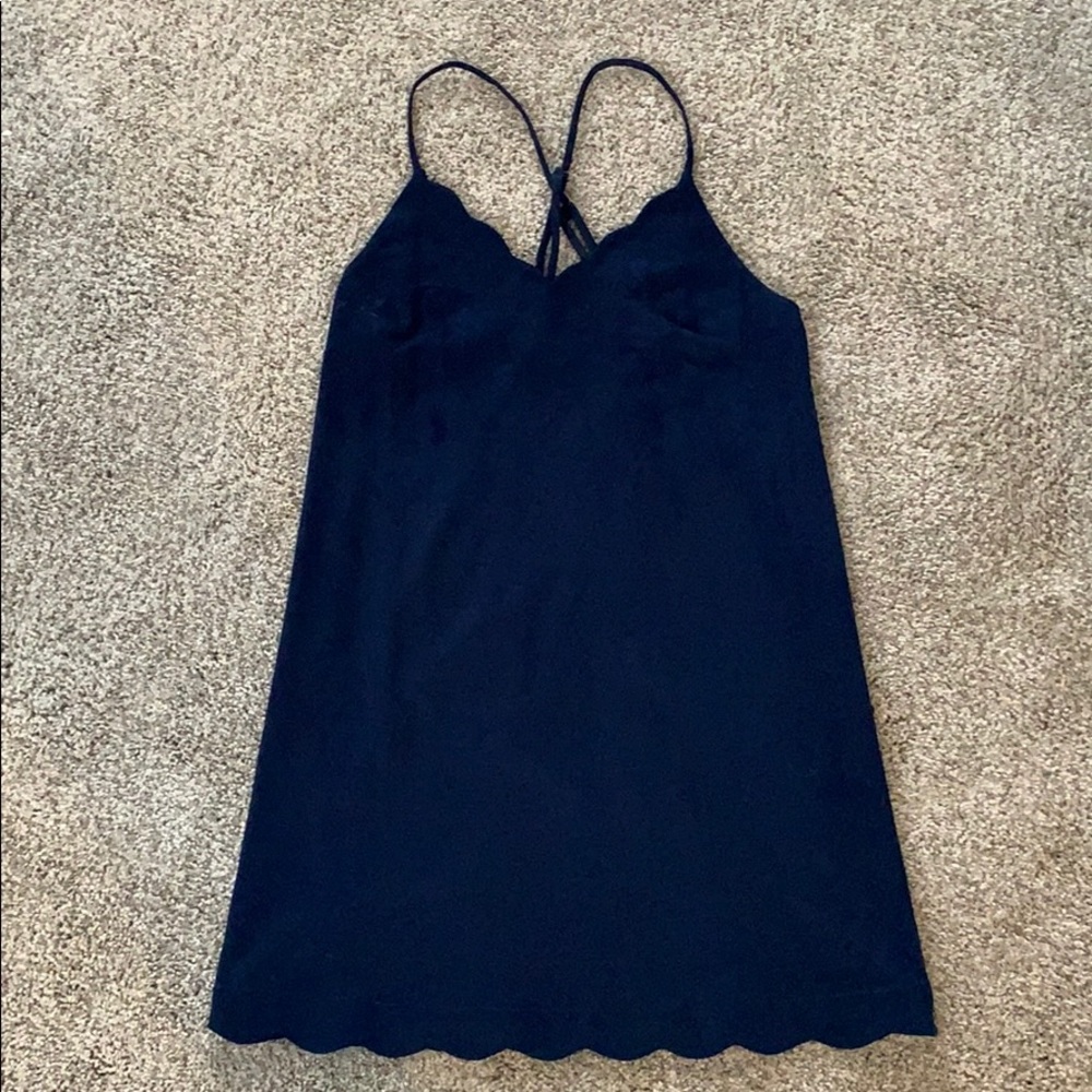 LULUS - Navy Suede Scalloped Dress